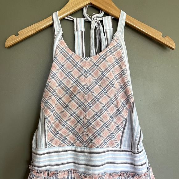 Free People Color Theory Midi Dress Pink Combo Size XS Plaid Backless Sleeveless - Picture 5 of 16